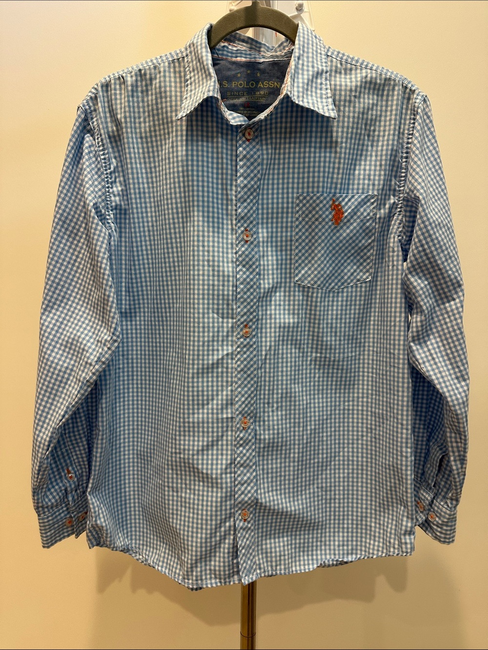 U.S. Polo Assn. Light Blue Gingham Button-Down Shirt | Boys 18